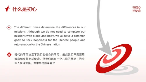 红色简约不忘初心英语演讲PPT模板宣传PPT动态PPT