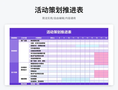 简约风活动策划推进表