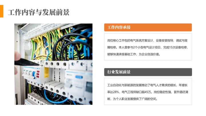 电气工程和自动化专业大学生求职个人能力综合展示职业生涯规划通用PPT模版