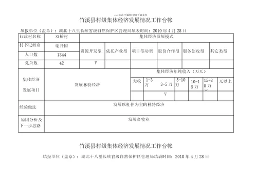 村级集体经济工作台帐