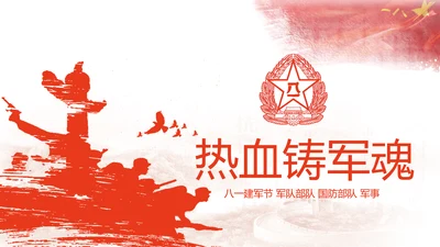 震撼八一军队部队国防军事改革PPT模板