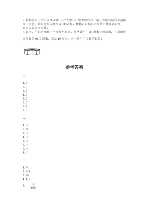 人教版数学六年级下册试题期末模拟检测卷精品【能力提升】.docx