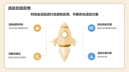 橙色插画风小学班会PPT模板