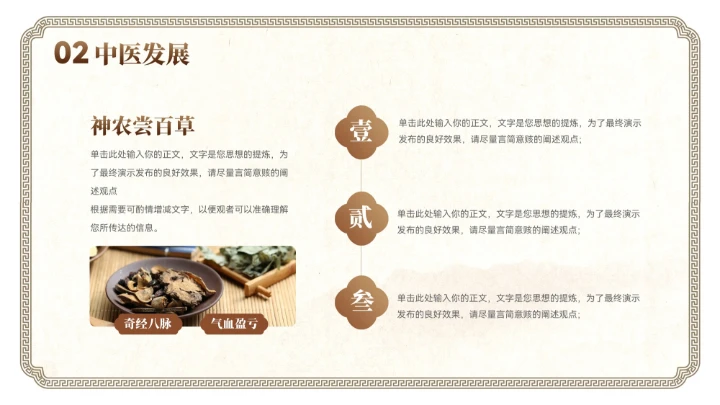 棕色大气中式中医养生文化宣传ppt模板