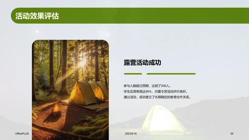 绿色现代商务露营地夏令营策划PPT模板