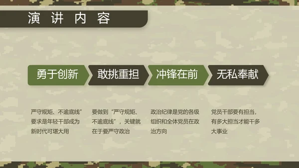 迷彩风八一军事部队军人述职报告动态PPT模板