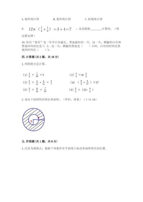 2022六年级上册数学期末测试卷加答案下载.docx