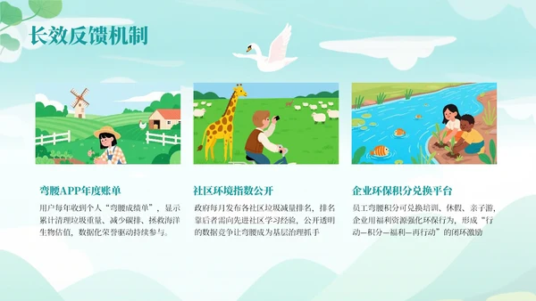 青色清新插画风世界清洁地球日科普宣传PPT模板