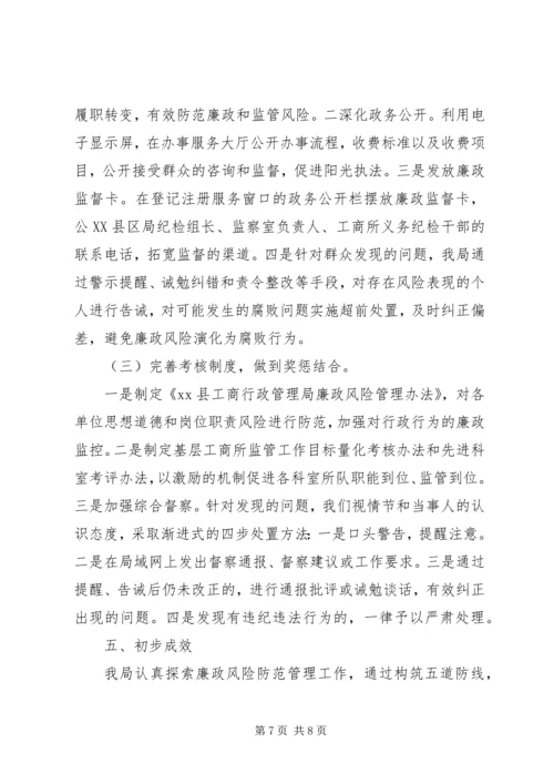 县工商局廉政风险防控工作自查报告.docx