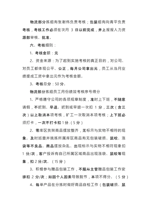 工厂员工绩效考核方案