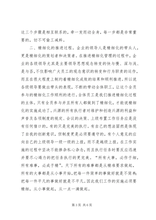 企业精细化管理工作中的几点认识 (5).docx