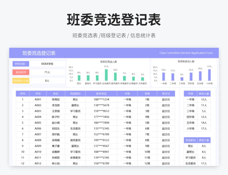 班委竞选登记表