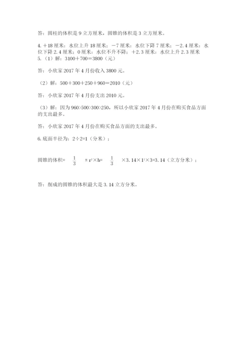 小学六年级下册数学摸底考试题精品【名师推荐】.docx