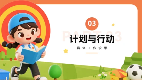 橙色3D卡通风班级班委班干部竞选PPT模板