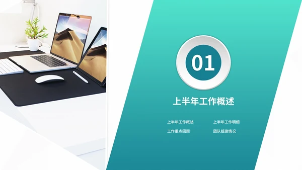 几何风青色年度工作总结部门汇报PPT模板
