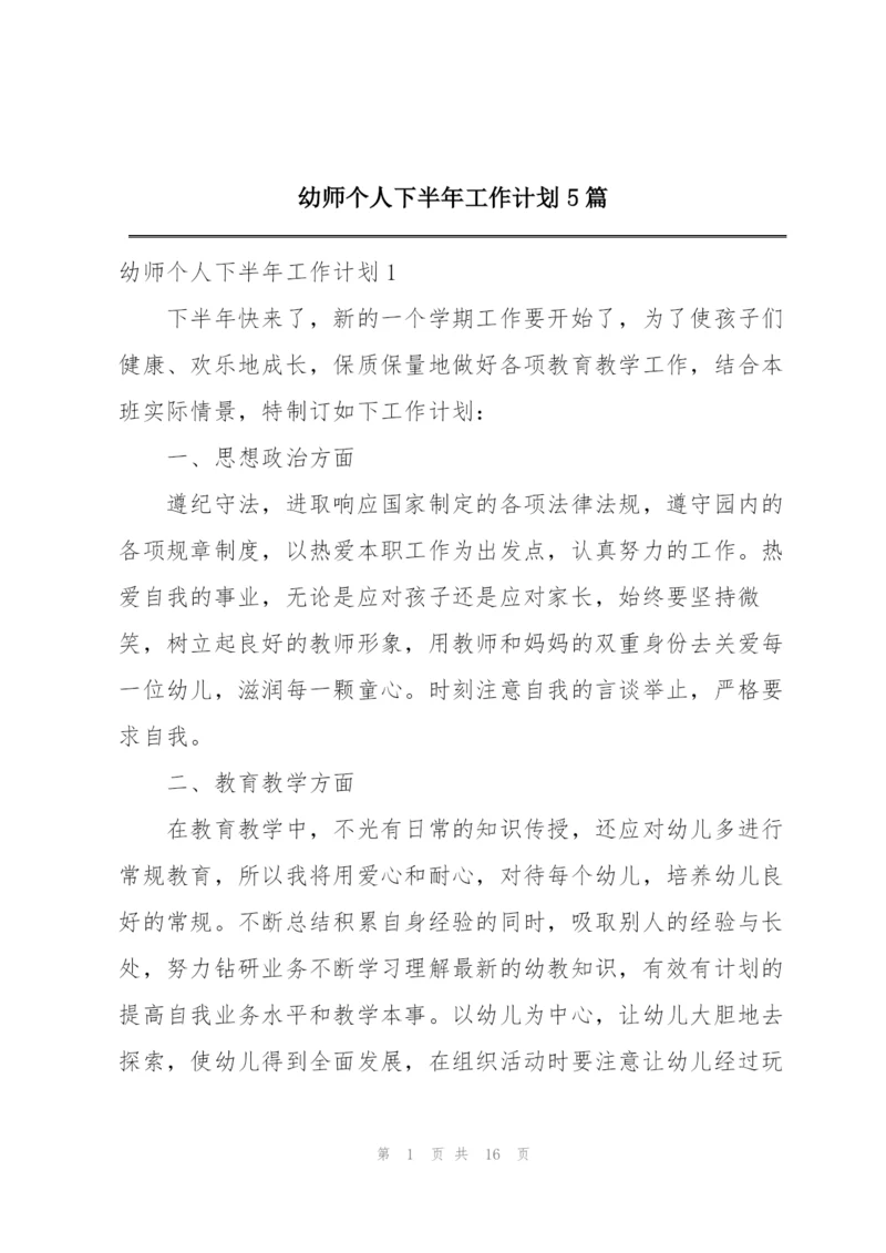 幼师个人下半年工作计划5篇.docx
