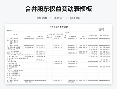 合并股东权益变动表模板