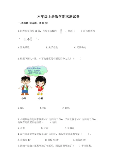六年级上册数学期末测试卷附完整答案（典优）.docx
