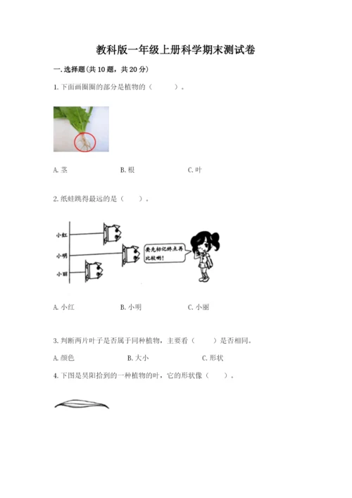 教科版一年级上册科学期末测试卷含答案【培优b卷】.docx