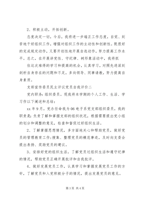 支部宣传委员民主评议党员自我评价.docx