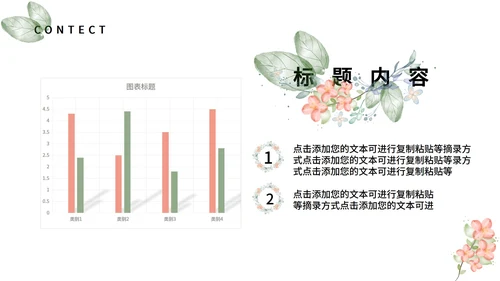 白色小清新水彩花朵工作总结汇报PPT模板
