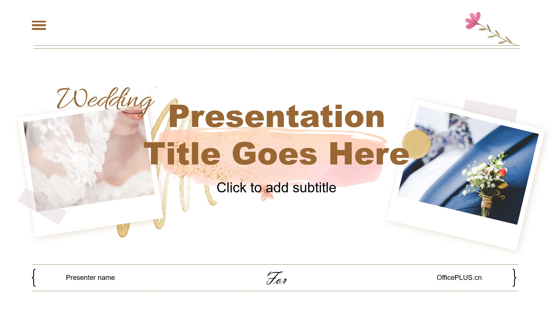 浅橙色小清新风婚礼相册通用PPT主题