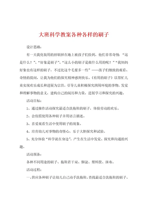 大班科学教案各种各样的刷子