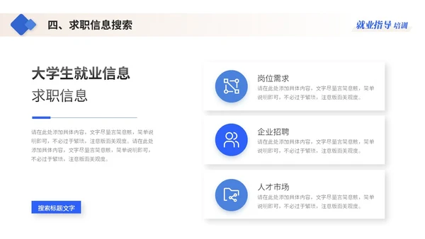 蓝色简约商务大学生就业指导培训ppt模板