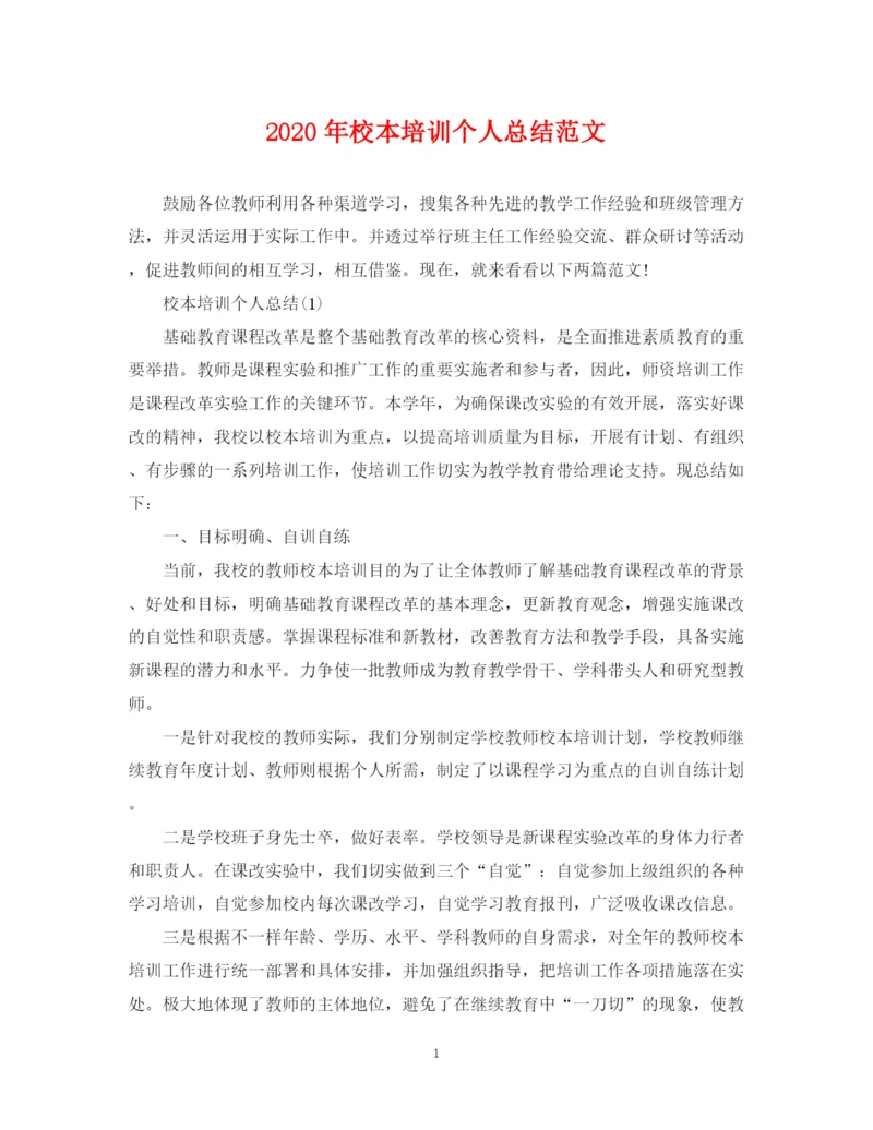 精编之年校本培训个人总结范文2.docx