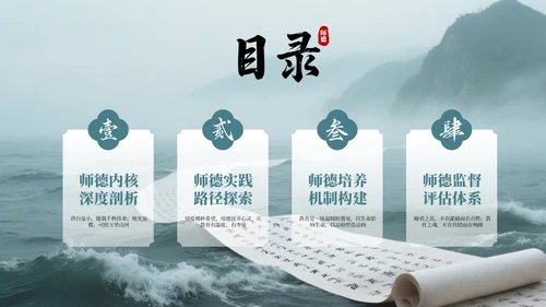 绿色古风教师师德培训PPT通用模板