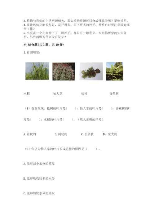 教科版四年级下册科学第一单元《植物的生长变化》测试卷（精练）.docx