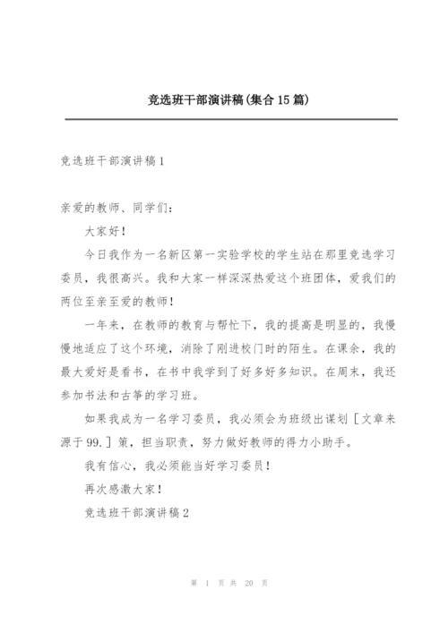 竞选班干部演讲稿(集合15篇).docx