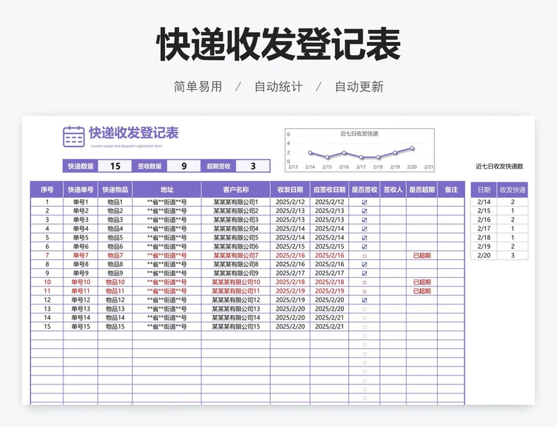 快递收发登记表