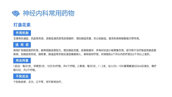 蓝色插画风神经内科常用药物解析培训PPT课件