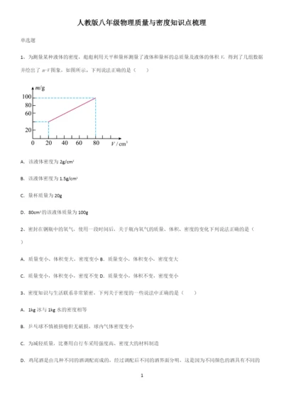 人教版八年级物理质量与密度知识点梳理.docx