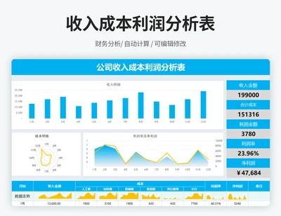 公司收入成本利润分析表