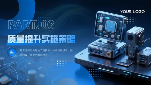 蓝色科技风电子科技产品创新与质量提升项目方案PPT模板
