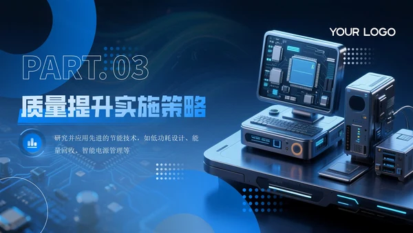 蓝色科技风电子科技产品创新与质量提升项目方案PPT模板