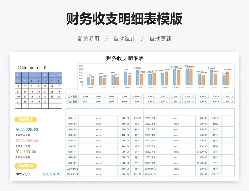 财务收支明细表模版