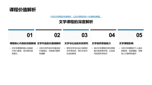 文学课程解读报告PPT模板