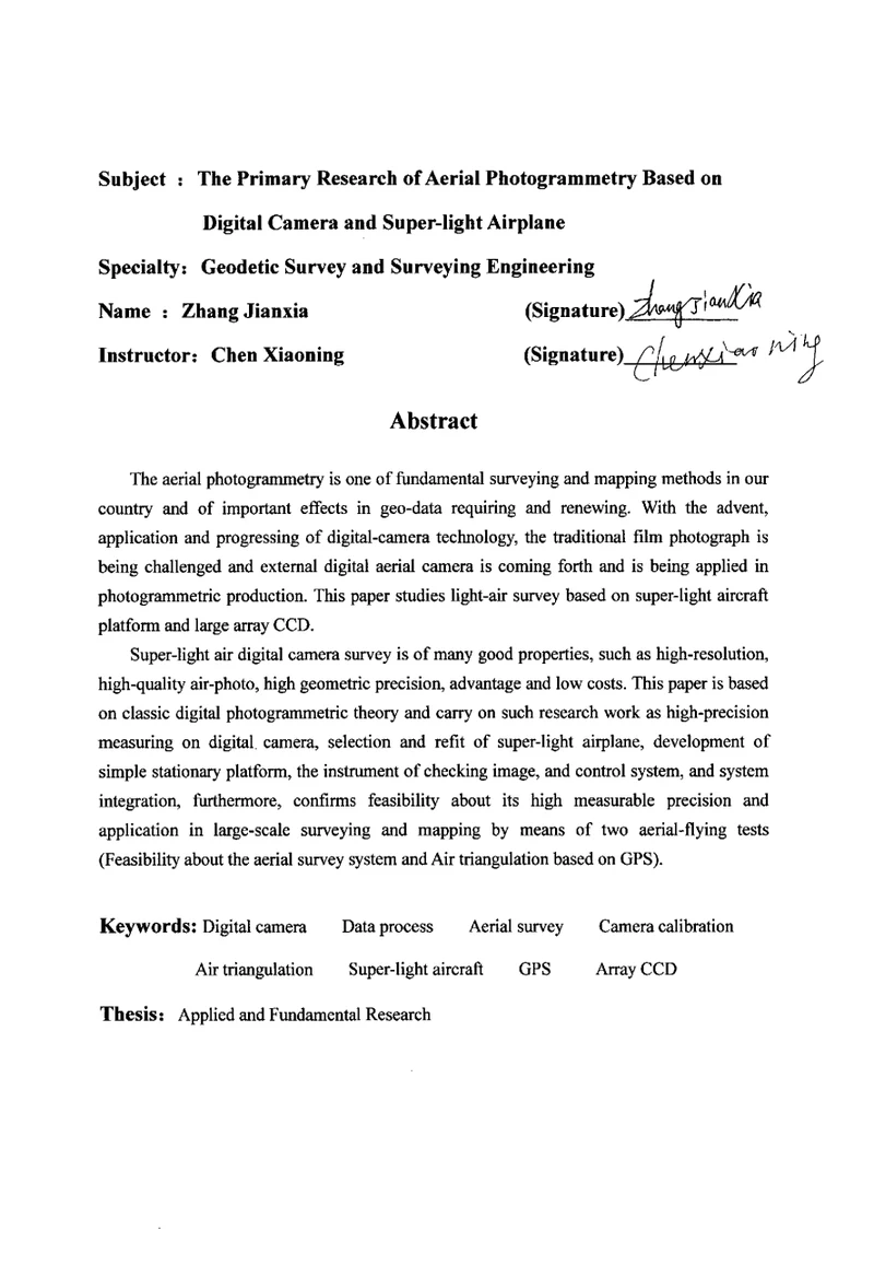 超轻型飞机数码航空摄影测量初步研究-大地测量学与测量工程专业毕业论文