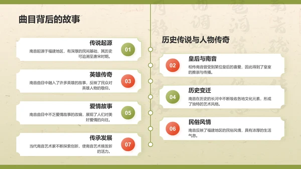 黄色复古风中国非物质文化遗产——南音PPT模板