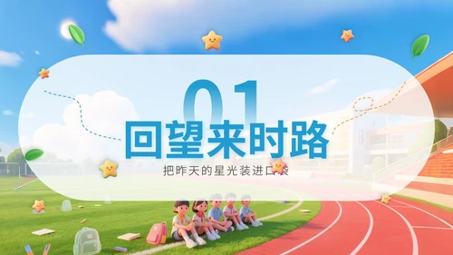 蓝色3D立体风三年二班开学主题班会PPT模版