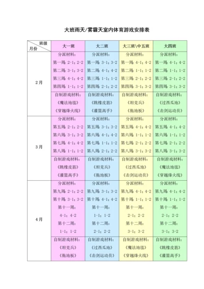 大班雨天雾霾天室内体育游戏安排表.docx