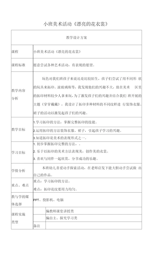 小班美术活动《漂亮的花衣裳》-教学设计.docx