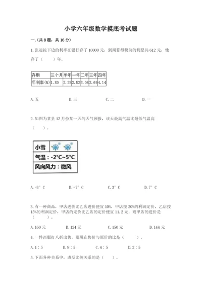 小学六年级数学摸底考试题【达标题】.docx