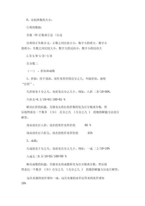 小学六年级苏教版数学下册复习资料