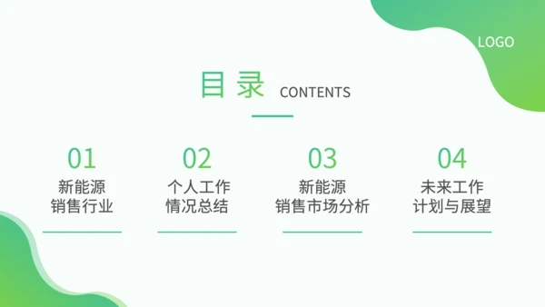 绿色小清新风新能源销售转正述职PPT