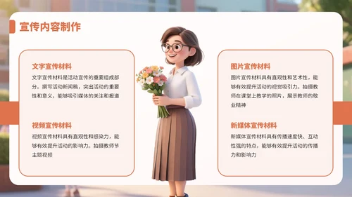 橙色3D风教师节感恩教师活动PPT