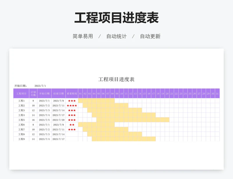 工程项目进度表